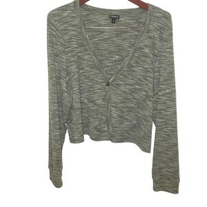 Torrid Women's Plus Size 3 Green Button Front Long Sleeve Crop Cardigan
